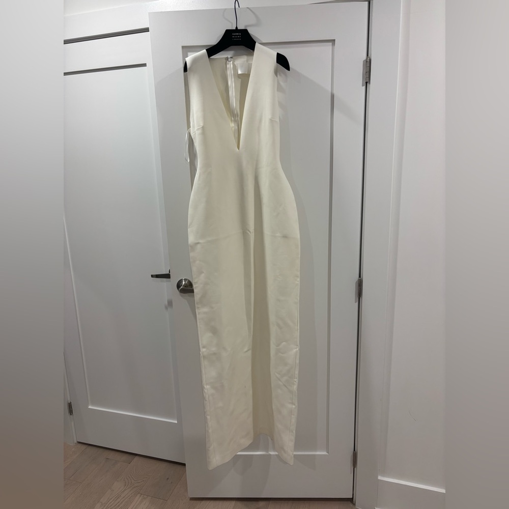 Solace London Ivory V-Neck floor-length Dress- 8